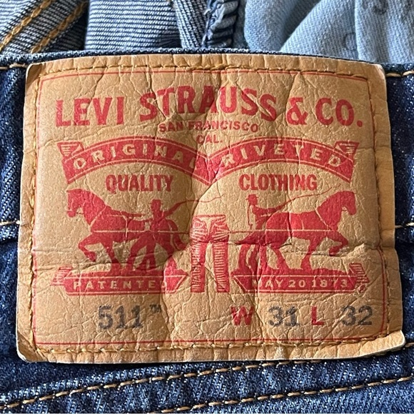 Levis Mens 511 Slim Fit Stretch Jeans 31x32 dark wash  Denim Cotton Blend‎ - Picture 13 of 13